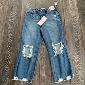 NEW  Vanilla Star Distressed Relaxed Ankle Straight Jeans 7 /28 Similar …